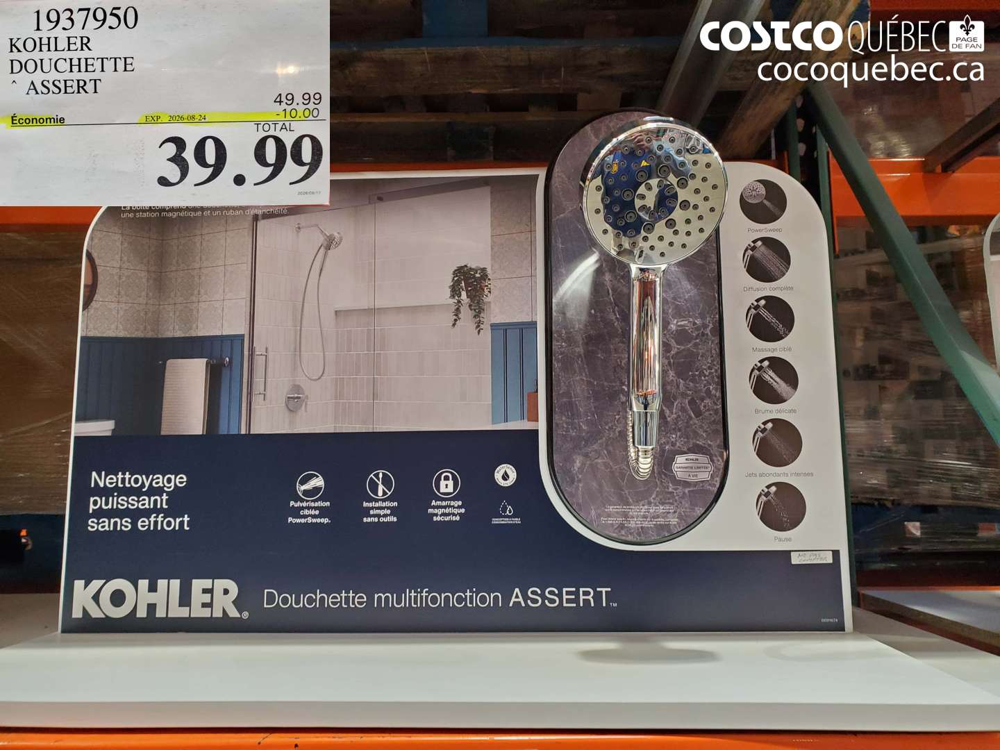 1937950 KOHLER DOUCHETTE À ASSERT ($10.00 INSTANT SAVINGS EXPIRES ON 2026-08-24) $39.99