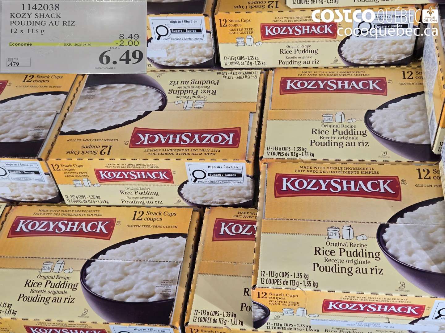 1142038 KOZY SHACK POUDING AU RIZ ($2.00 INSTANT SAVINGS EXPIRES ON 2026-08-30) $6.49