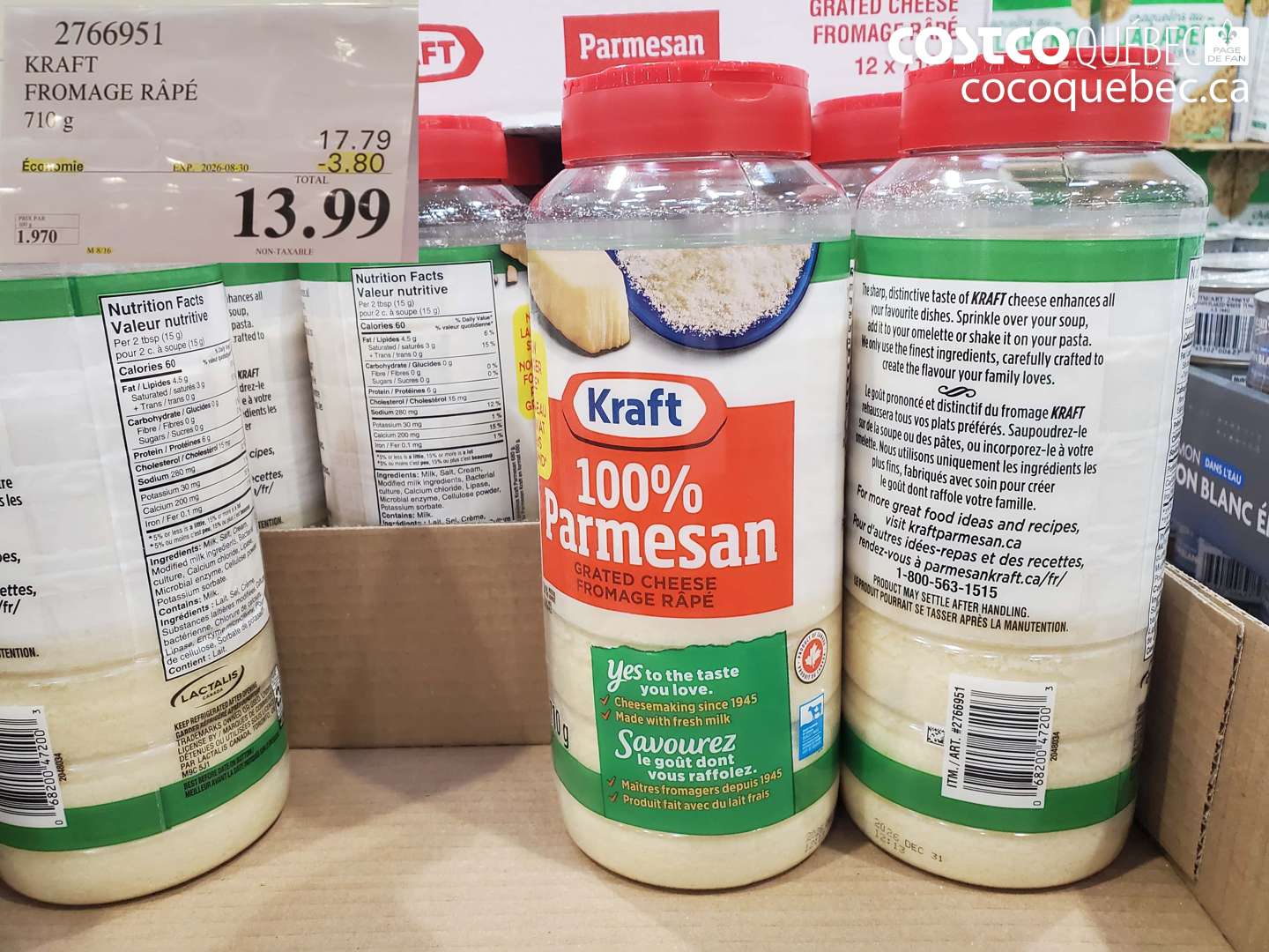 2766951 KRAFT FROMAGE RÂPÉ ($3.80 INSTANT SAVINGS EXPIRES ON 2026-08-30) $13.99