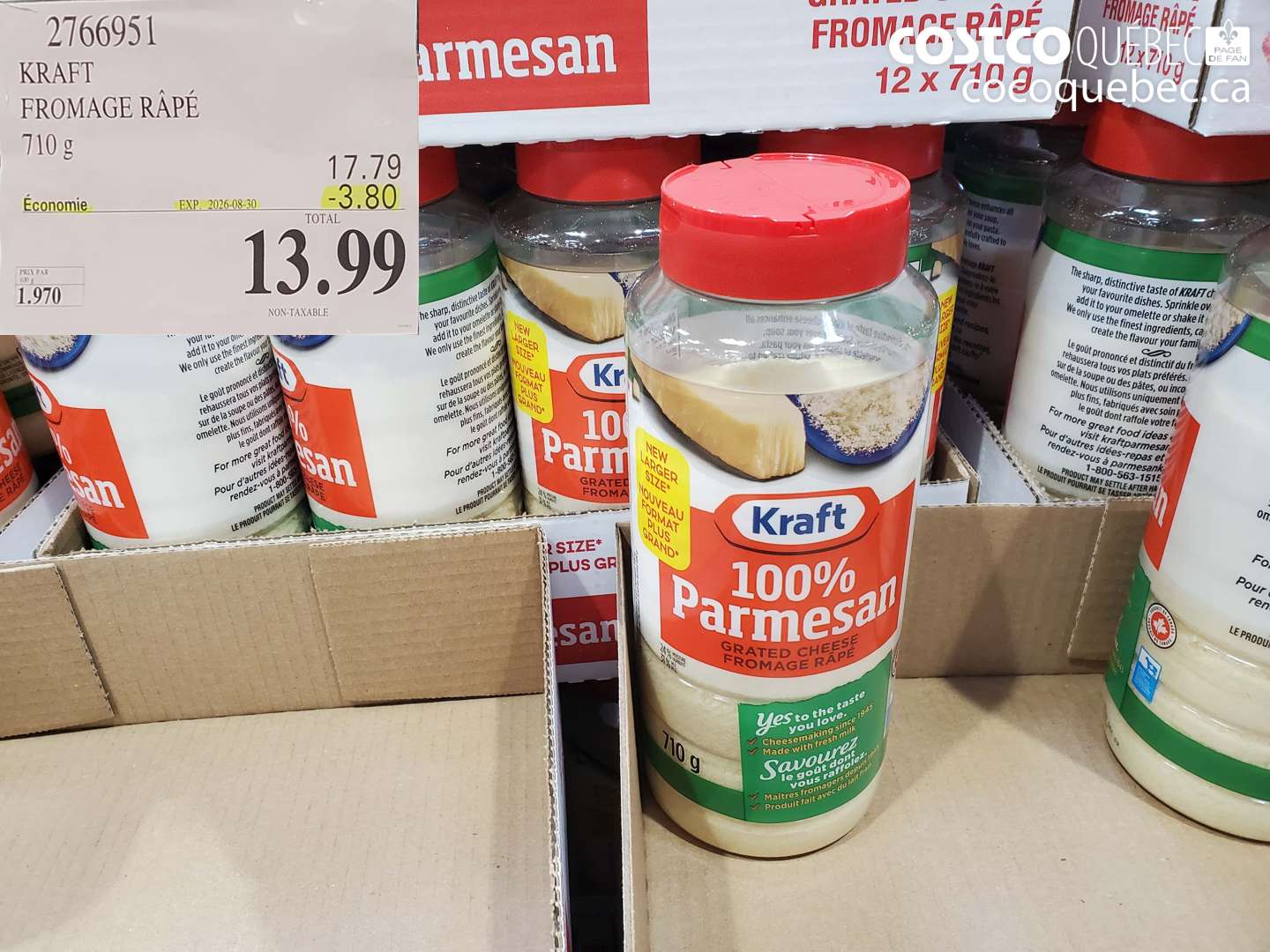 2766951 KRAFT FROMAGE RÂPÉ 710G ($3.80 INSTANT SAVINGS EXPIRES ON 2026-08-30) $13.99