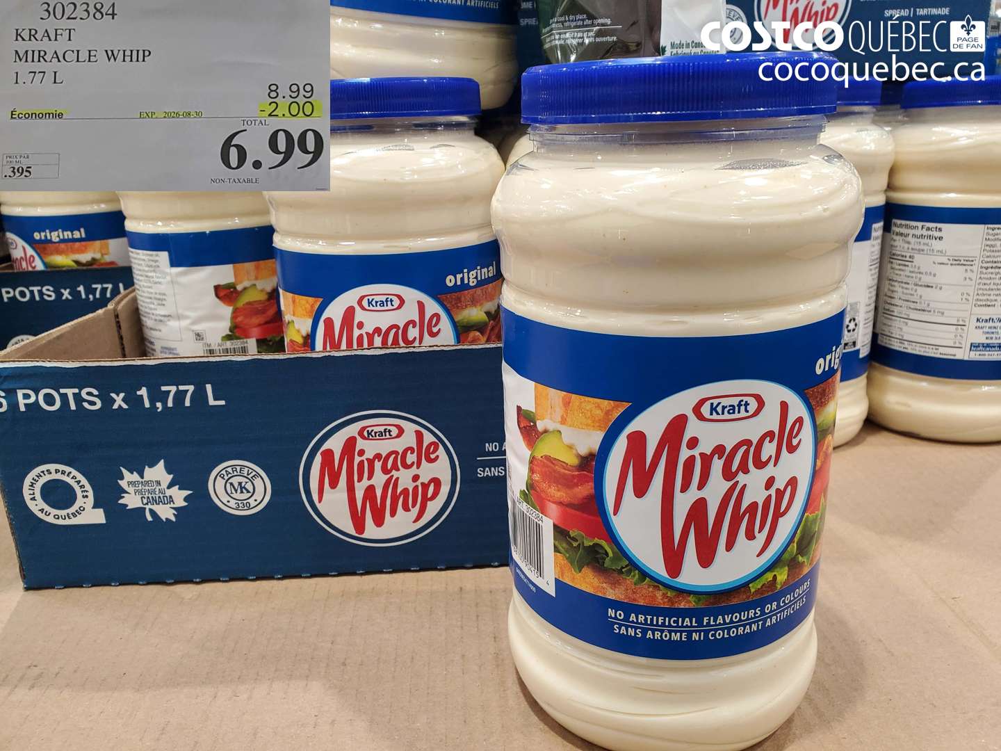 302384 KRAFT MIRACLE WHIP 1.77 L ($2.00 INSTANT SAVINGS EXPIRES ON 2026-08-30) $6.99