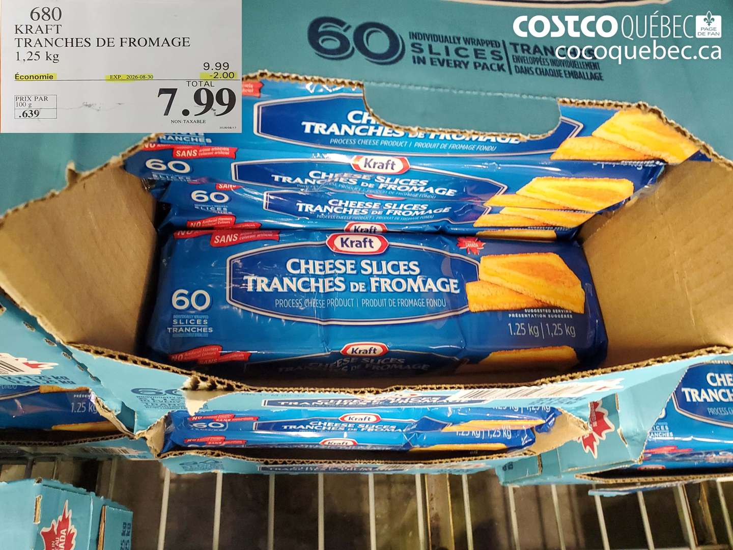 680 KRAFT TRANCHES DE FROMAGE ($2.00 INSTANT SAVINGS EXPIRES ON 2026-08-30) $7.99