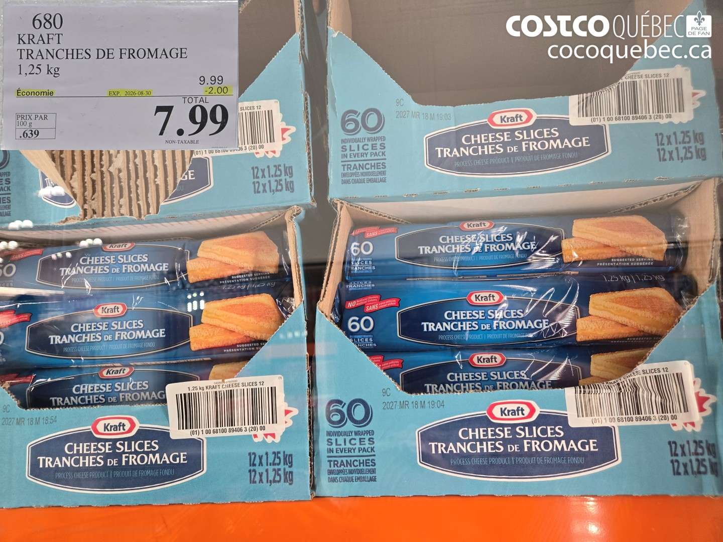 680 KRAFT TRANCHES DE FROMAGE ($2.00 INSTANT SAVINGS EXPIRES ON 2026-08-30) $7.99
