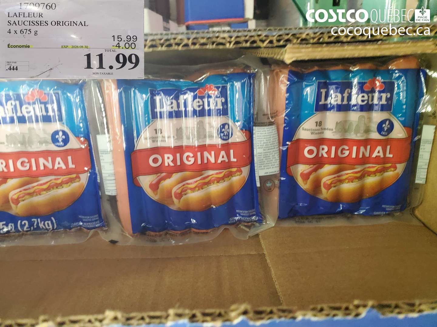 1709760 LAFLEUR SAUCISSES ORIGINAL ($4.00 INSTANT SAVINGS EXPIRES ON 2026-08-30) $11.99