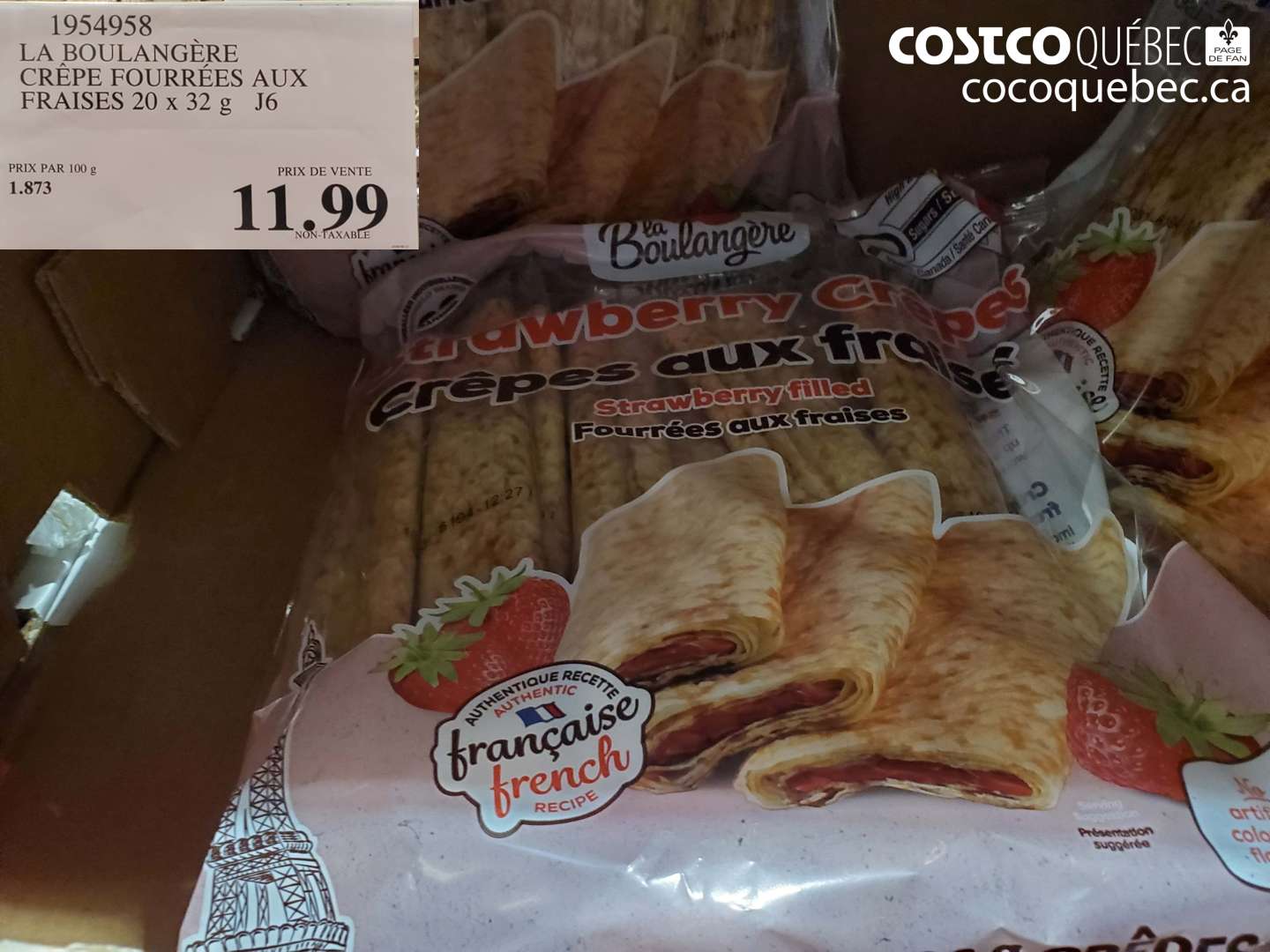 1954958 LA BOULANGÈRE CRÊPE FOURRÉES AUX FRAISES 20 X 32 G $11.99