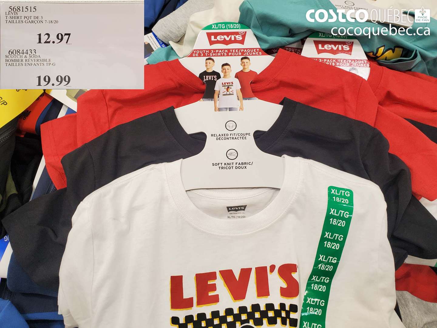 5681515 LEVIS T-SHIRT PQT DE 3 TAILLES GARÇON 7-18/20 $12.97