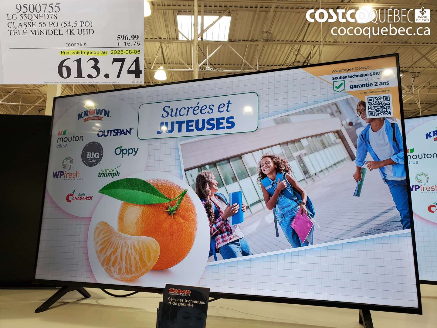 9500755 LG 55QNED7S CLASSE 55 PO (54.5 PO) TÉLÉ MINIDEL 4K UHD (EXPIRES ON 2026-08-06) $613.74