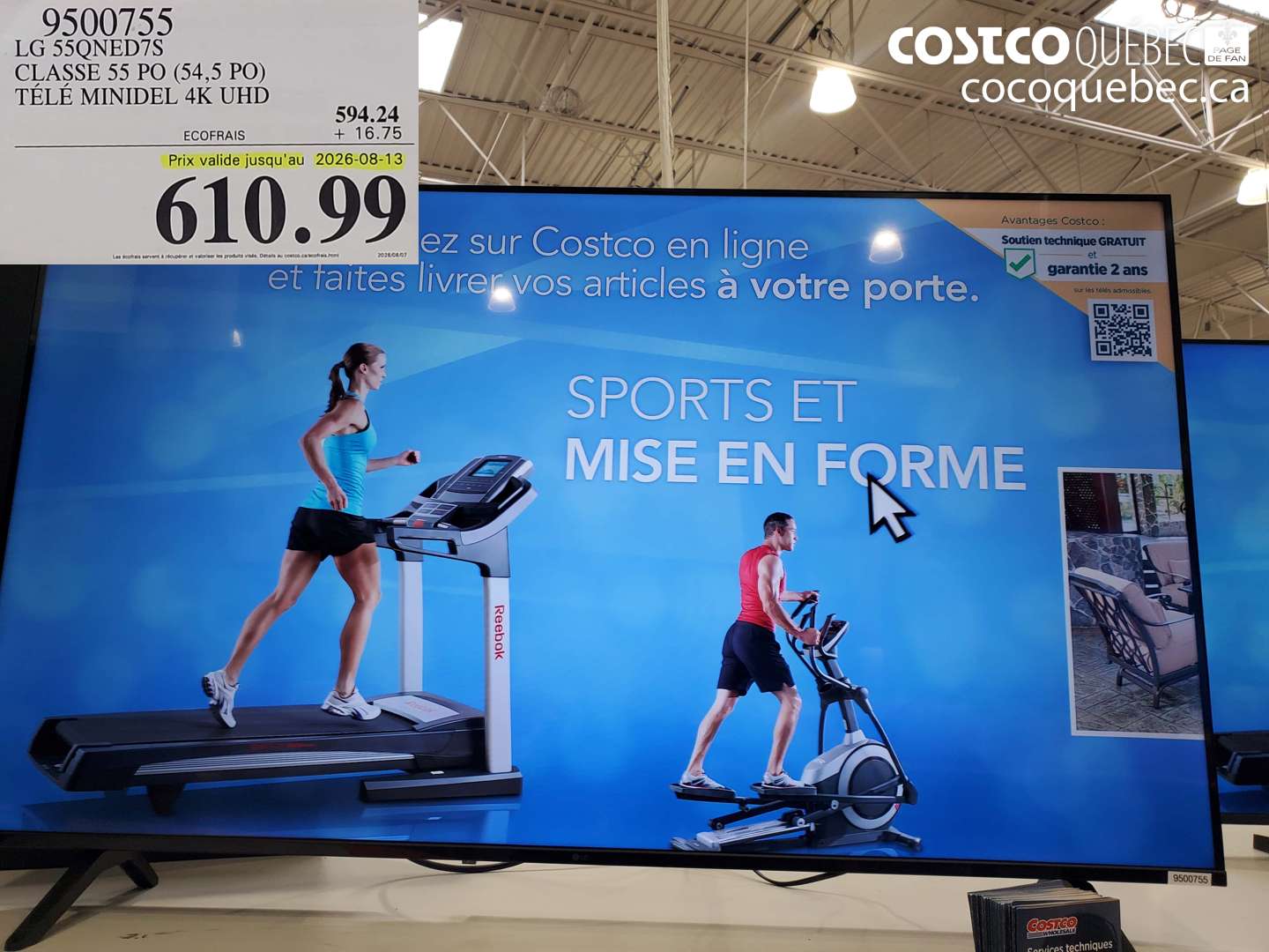 9500755 LG 55QNED7S CLASSE 55 PO (54.5 PO) TÉLÉ MINIDEL 4K UHD (EXPIRES ON 2026-08-13) $610.99