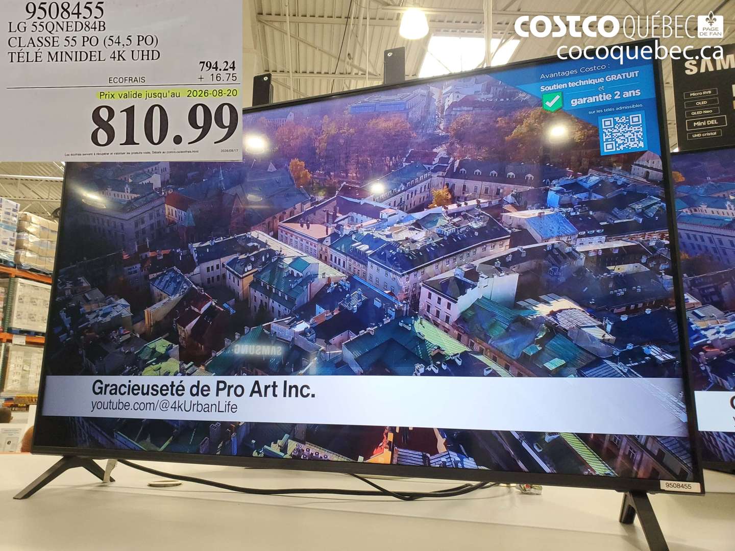 9508455 LG 55QNED84B CLASSE 55 PO (54.5 PO) TÉLÉ MINUDEL 4K UHD (EXPIRES ON 2026-08-20) $810.99