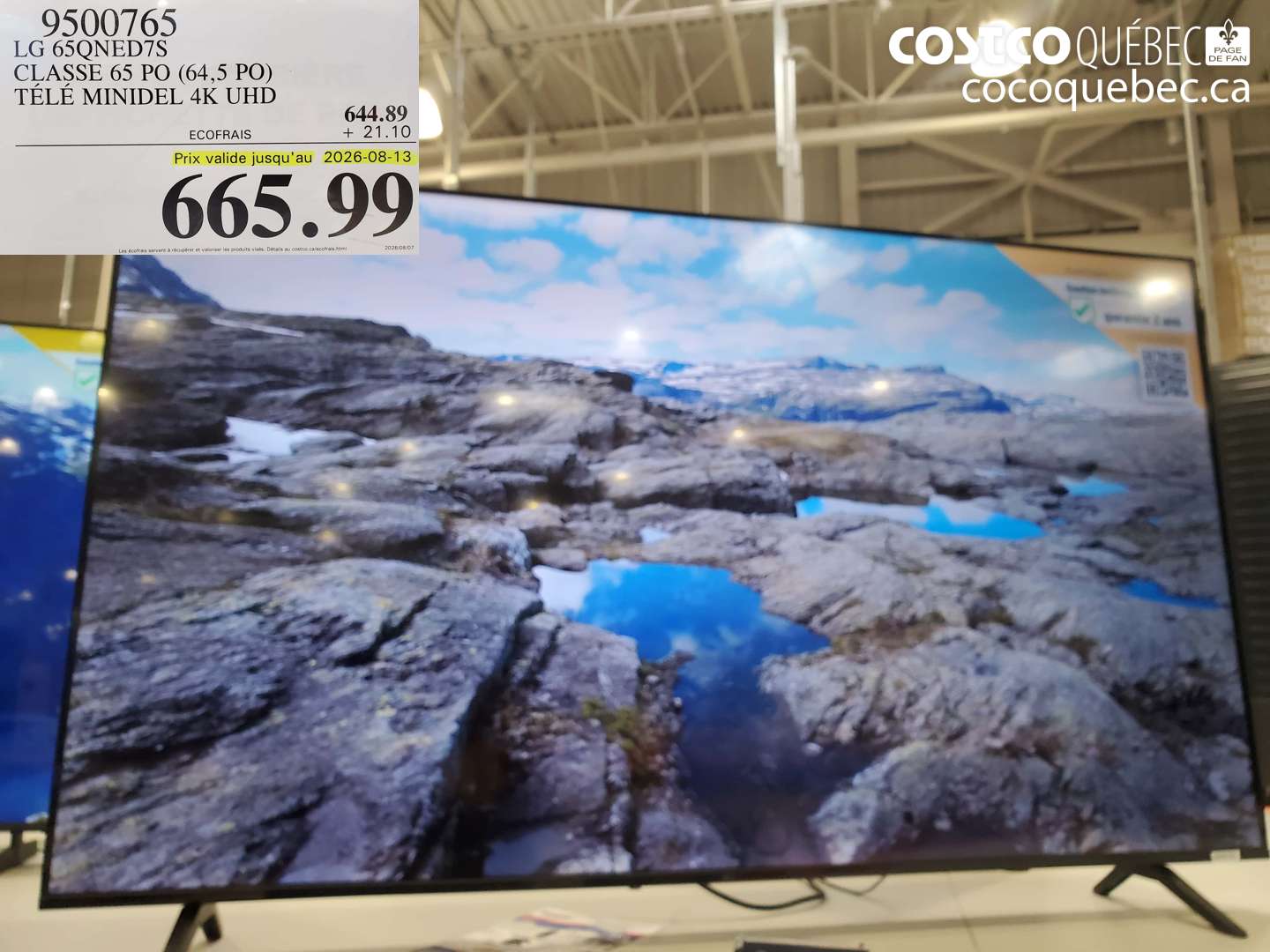 9500765 LG 65QNED7S CLASSE 65 PO (64.5 PO) TÉLÉ MINIDEL 4K UHD (EXPIRES ON 2026-08-13) $665.99
