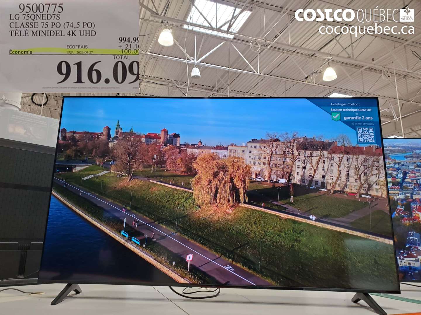 9500775 LG 75QNED75 CLASSE 75 PO (74.5 PO) TÉLÉ MINIDEL 4K UHD ($100.00 INSTANT SAVINGS EXPIRES ON 2026-09-27) $916.09