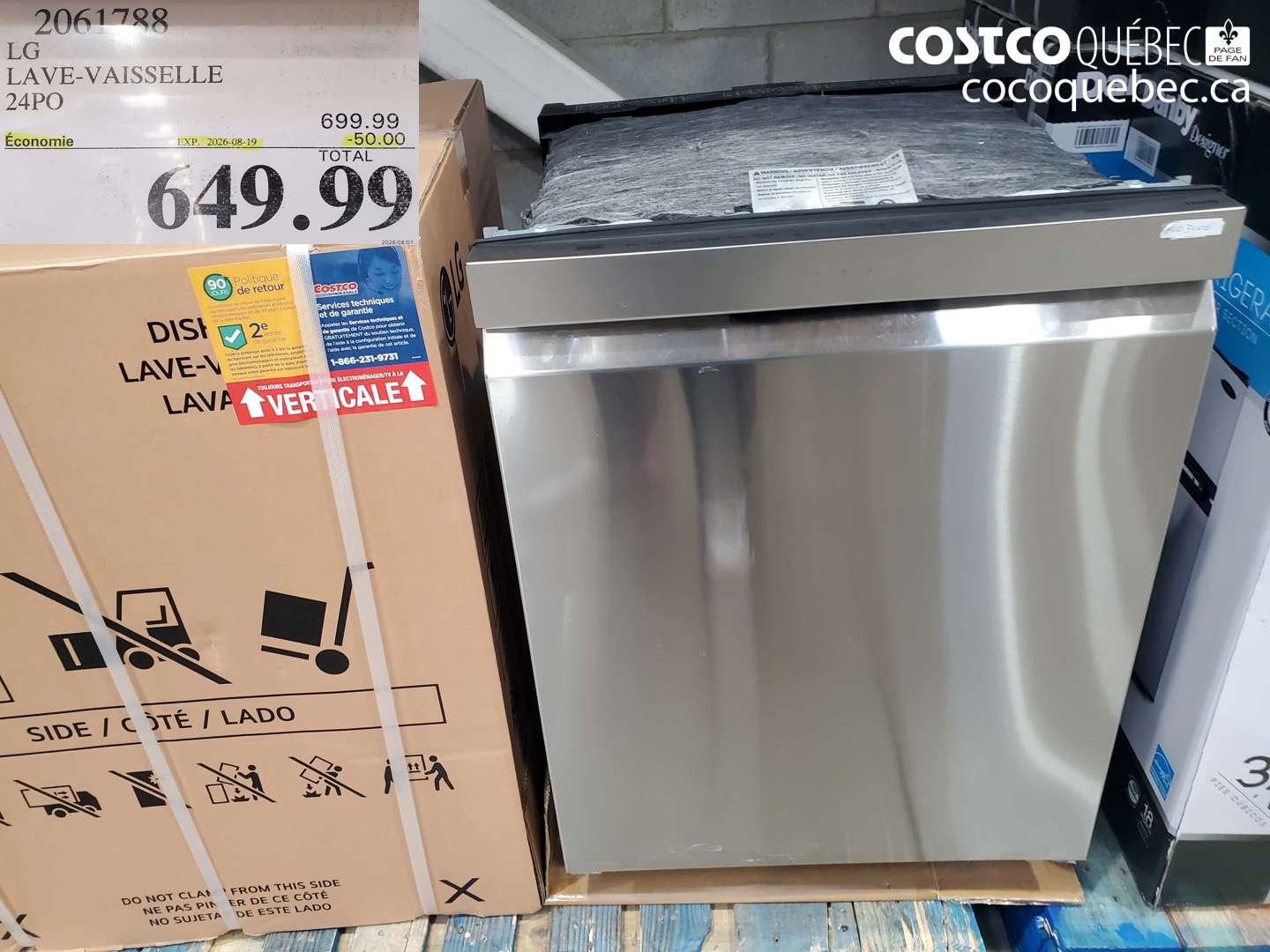 2061788 LG LAVE-VAISSELLE 24PO ($50.00 INSTANT SAVINGS EXPIRES ON 2026-08-19) $649.99