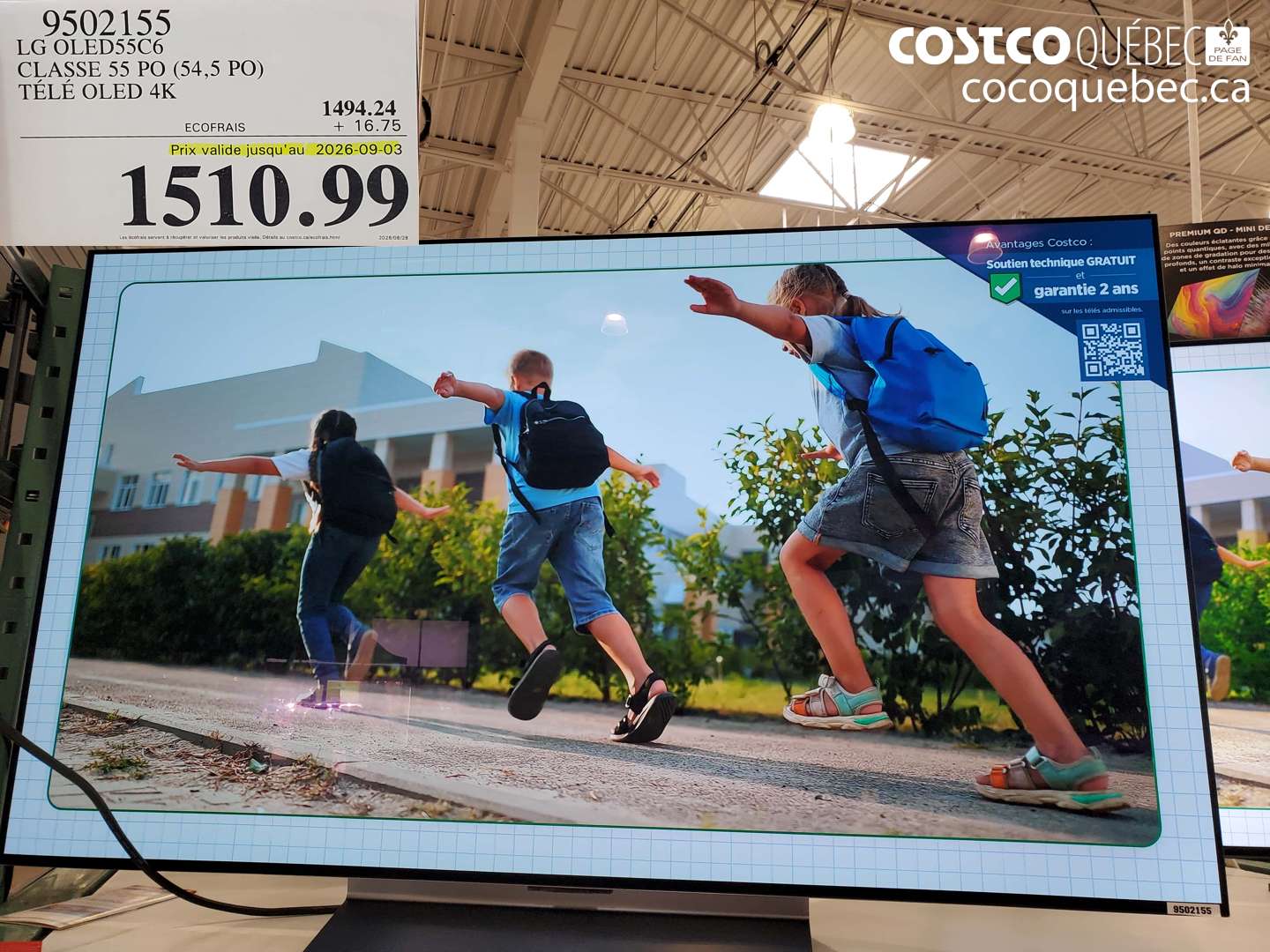 9502155 LG OLED55C6 CLASSE 55 PO (54.5 PO) TÉLÉ OLED 4K (EXPIRES ON 2026-09-03) $1510.99