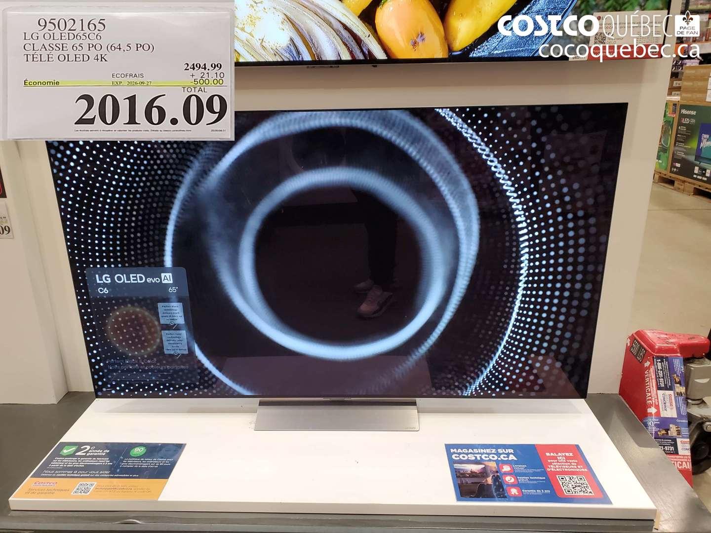 9502165 LG OLED65C6 CLASSE 65 PO (64.5 PO) TÉLÉ OLED 4K ($500.00 INSTANT SAVINGS EXPIRES ON 2026-09-27) $2016.09