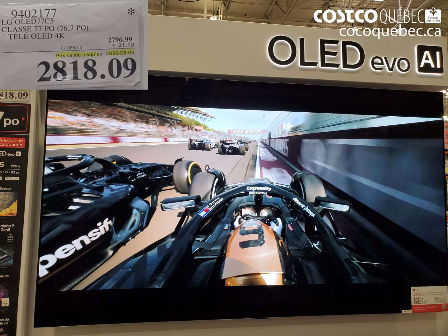 9402177 LG OLED77C5 CLASSE 77 PO (76.7 PO) TELE OLED 4K (EXPIRES ON 2026-08-06) $2818.09