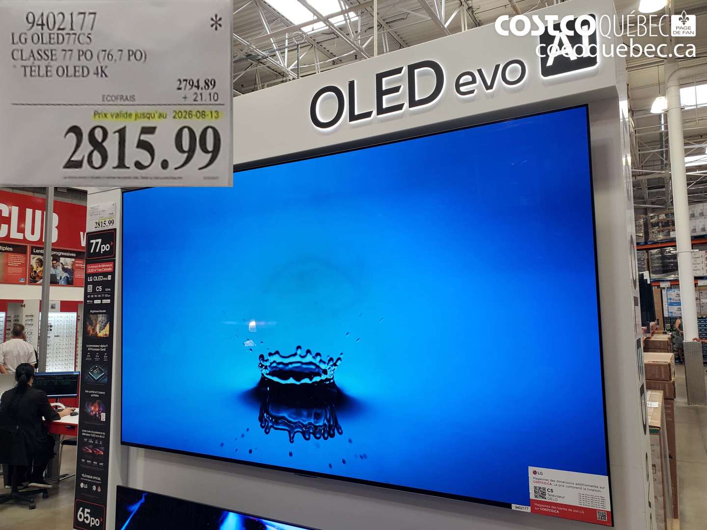 9402177 LG OLED77CS CLASSE 77 PO (76.7 PO) (EXPIRES ON 2026-08-13) $2815.99