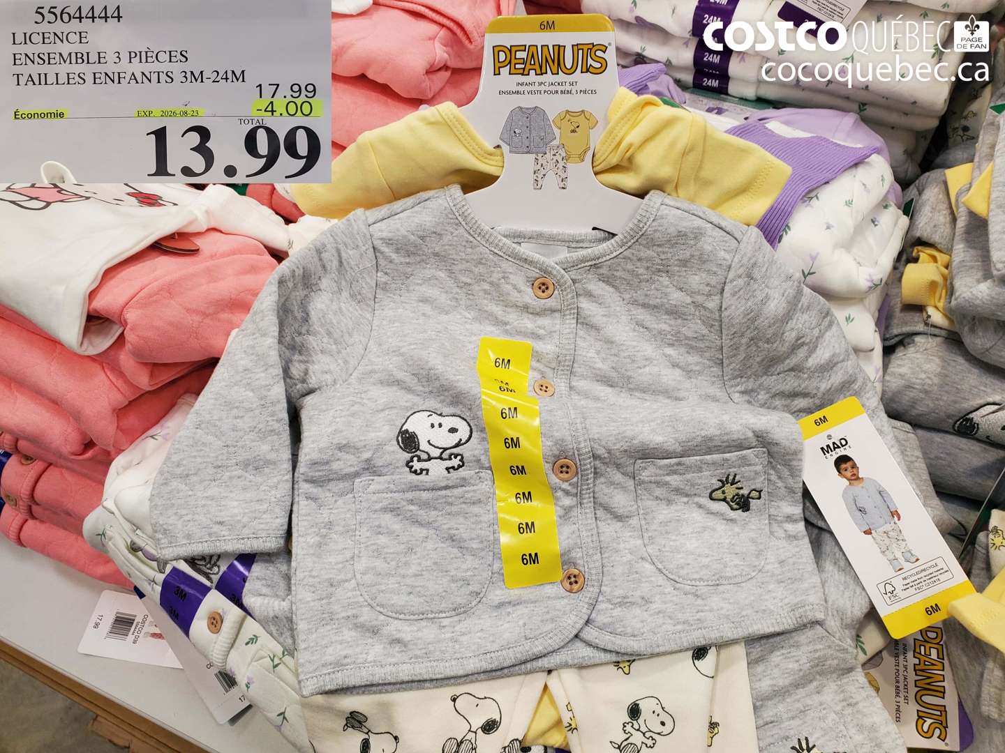 5564444 LICENCE ENSEMBLE 3 PIÈCES TAILLES ENFANTS 3M-24M ($4.00 INSTANT SAVINGS EXPIRES ON 2026-08-23) $13.99