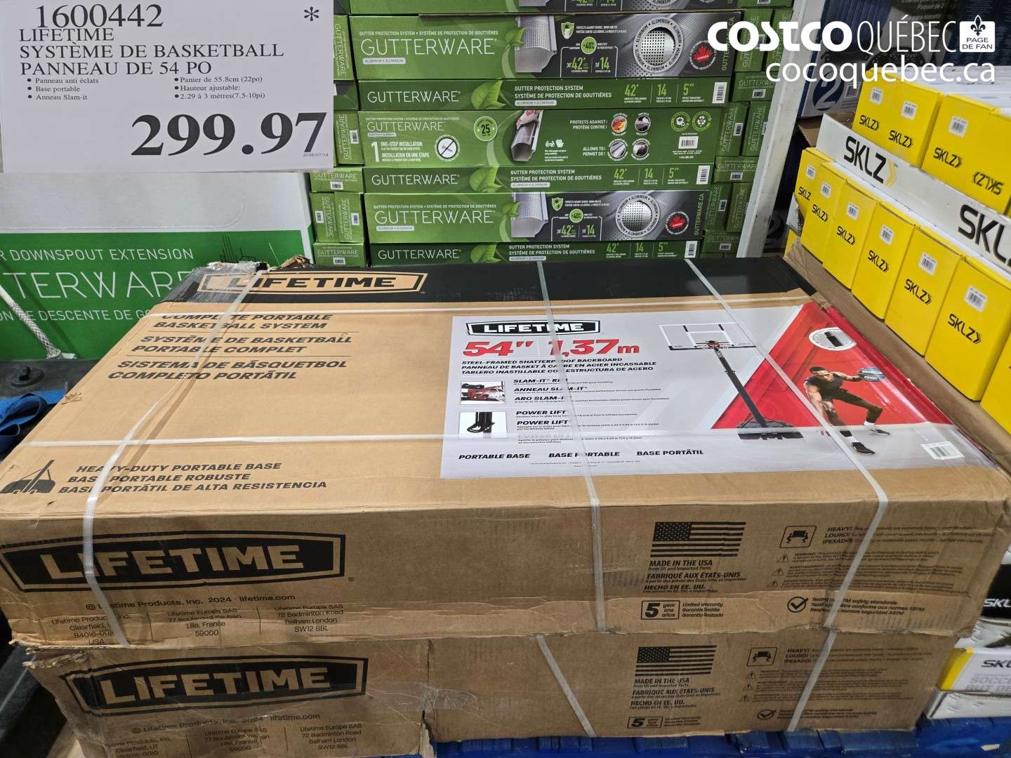 1600442 LIFETIME SYSTÈME DE BASKETBALL PANNEAU DE 54 PO $299.97