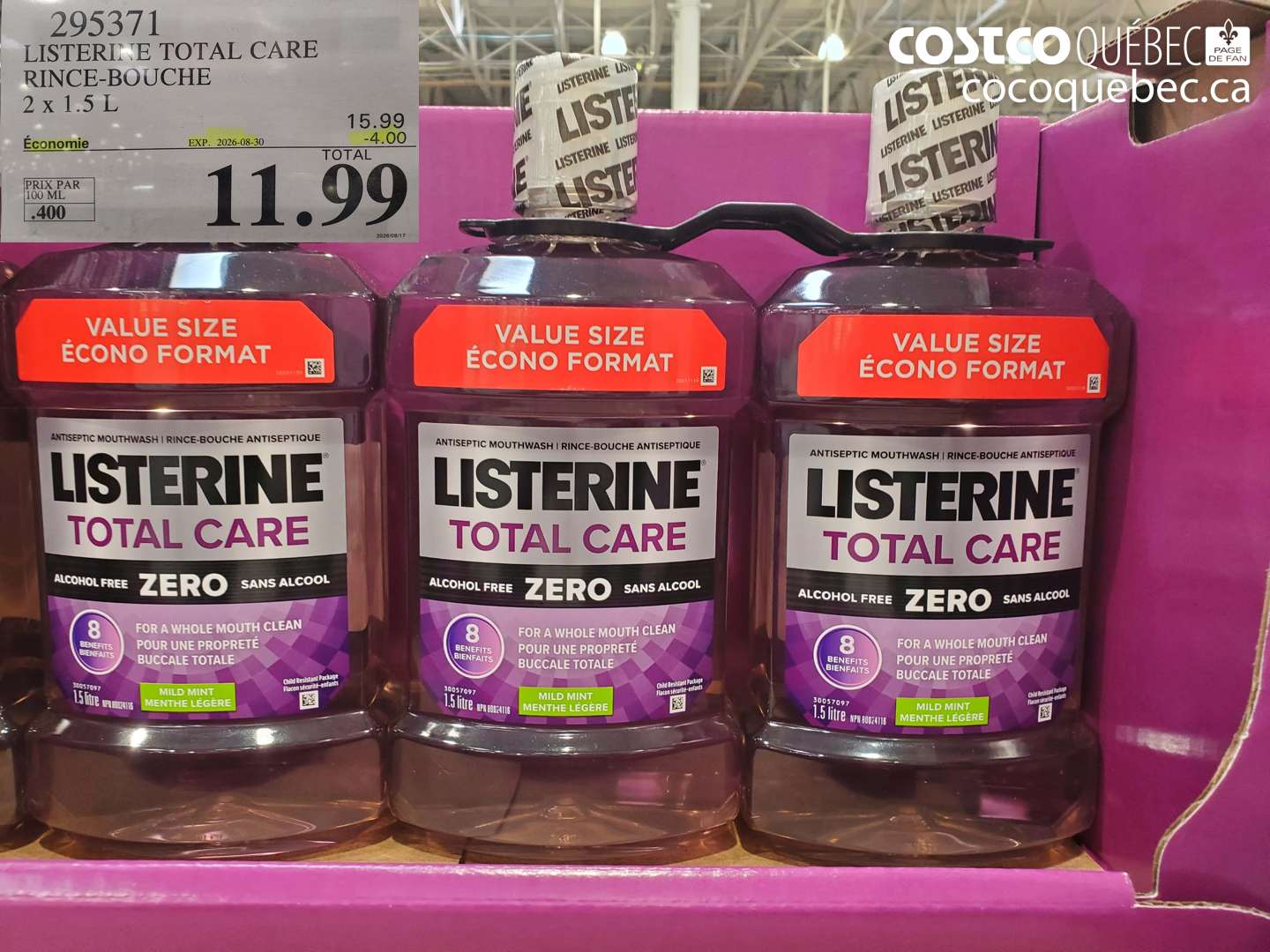 295371 LISTERINE TOTAL CARE RINCE-BOUCHE ($4.00 INSTANT SAVINGS EXPIRES ON 2026-08-30) $11.99