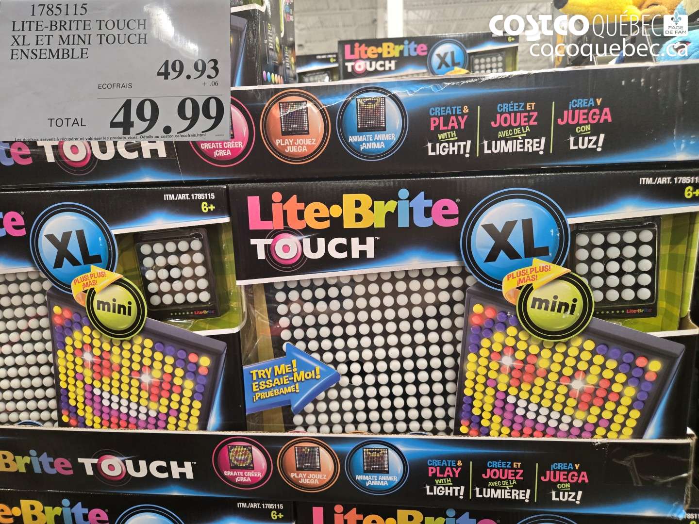 1785115 LITE-BRITE TOUCH XL ET MINI TOUCH ENSEMBLE $49.99