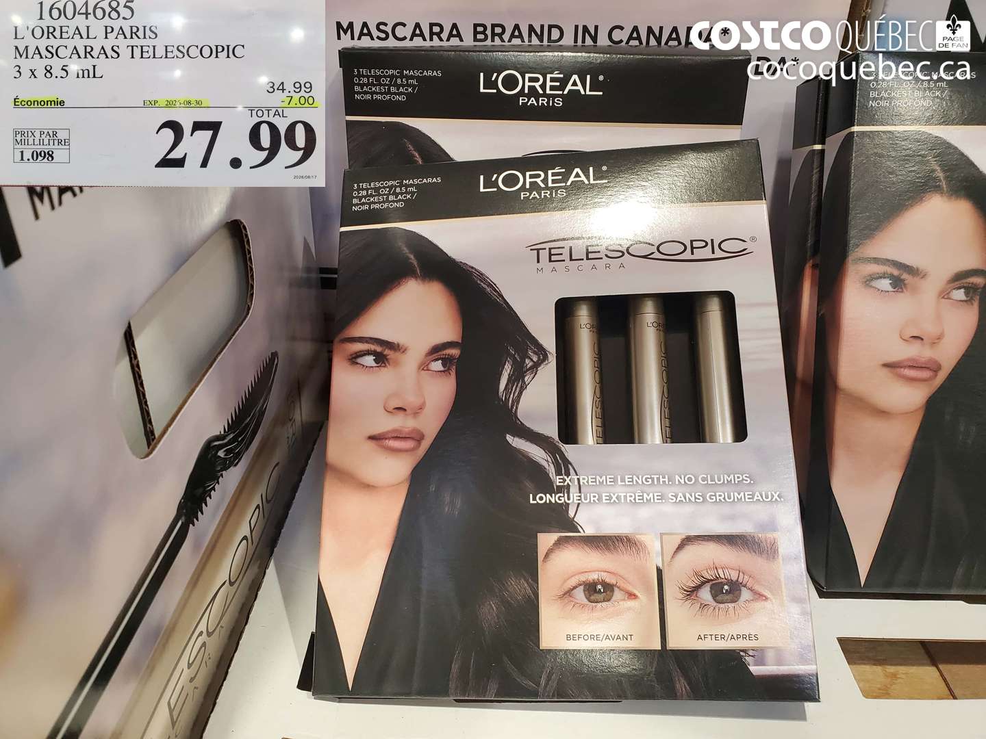 1604685 L'OREAL PARIS MASCARAS TELESCOPIC 3 X 8.5 ML ($7.00 INSTANT SAVINGS EXPIRES ON 2026-08-30) $27.99