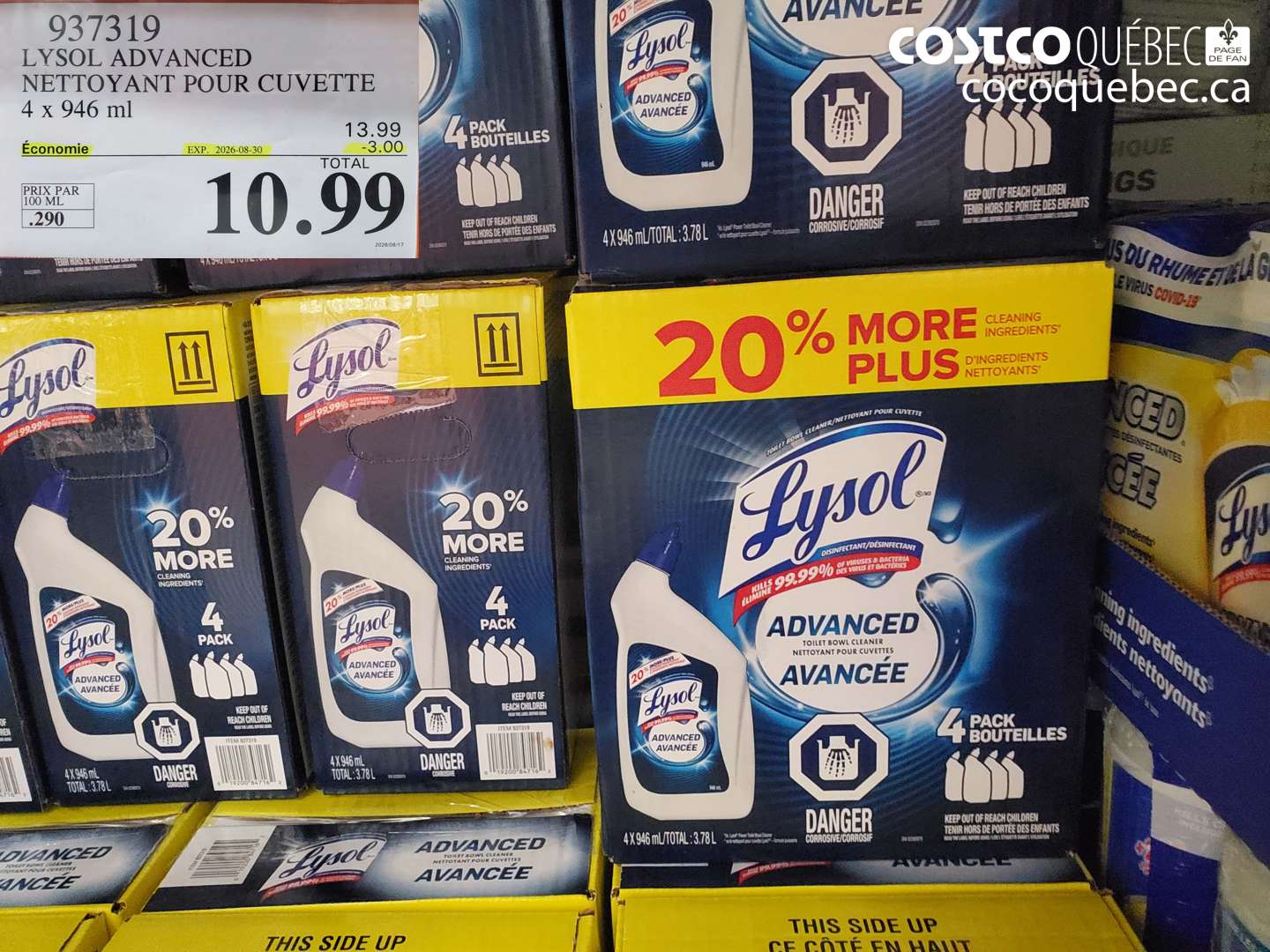 937319 LYSOL ADVANCED NETTOYANT POUR CUVETTE ($3.00 INSTANT SAVINGS EXPIRES ON 2026-08-30) $10.99