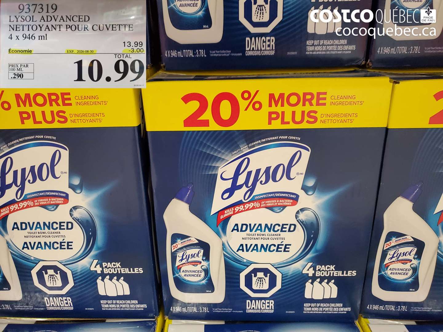 937319 LYSOL ADVANCED NETTOYANT POUR CUVETTE ($3.00 INSTANT SAVINGS EXPIRES ON 2026-08-30) $10.99