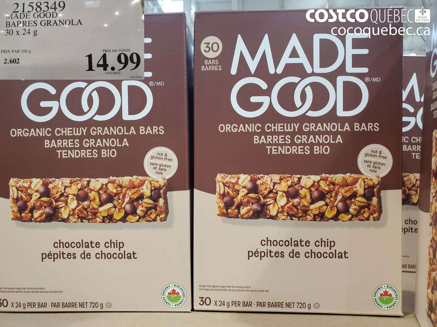 2158349 MADE GOOD BARRES GRANOLA $14.99