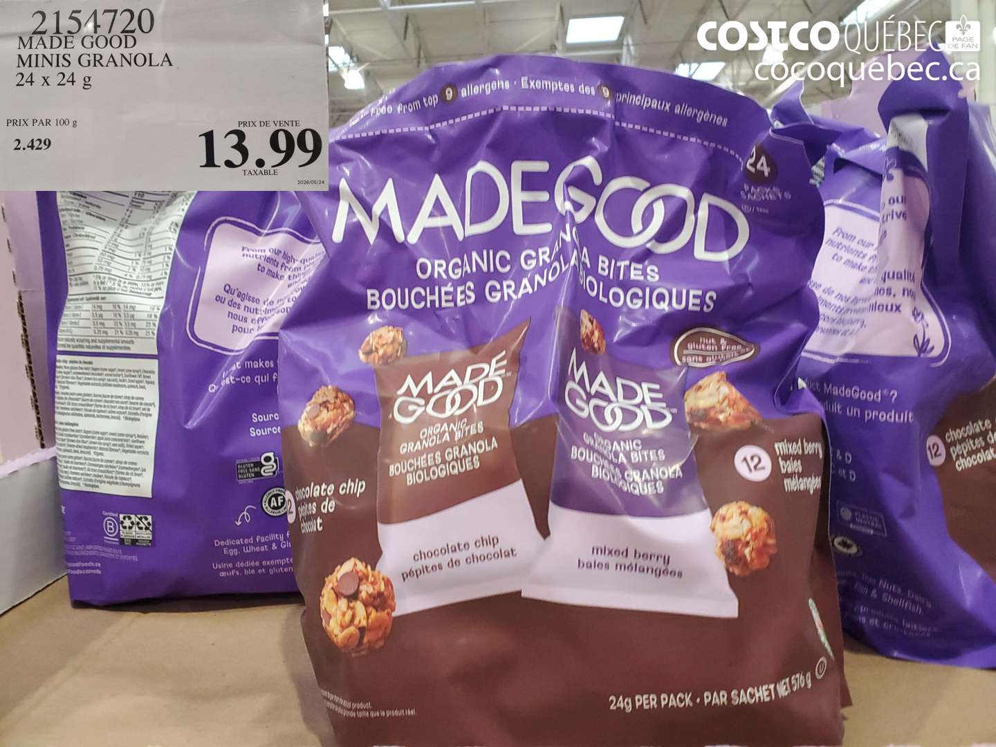 2154720 MADE GOOD MINIS GRANOLA 24 X 24 G $13.99