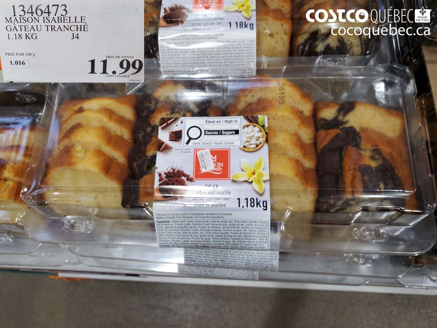 1346473 MAISON ISABELLE GÂTEAU TRANCHÉ $11.99