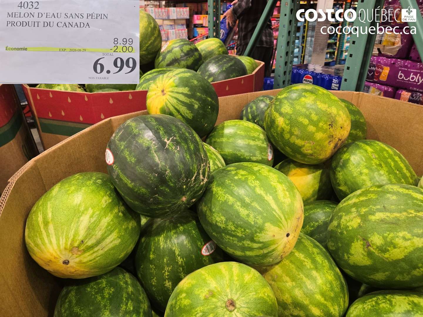 4032 MELON D'EAU SANS PÉPIN PRODUIT DU CANADA ($2.00 INSTANT SAVINGS EXPIRES ON 2026-08-29) $6.99