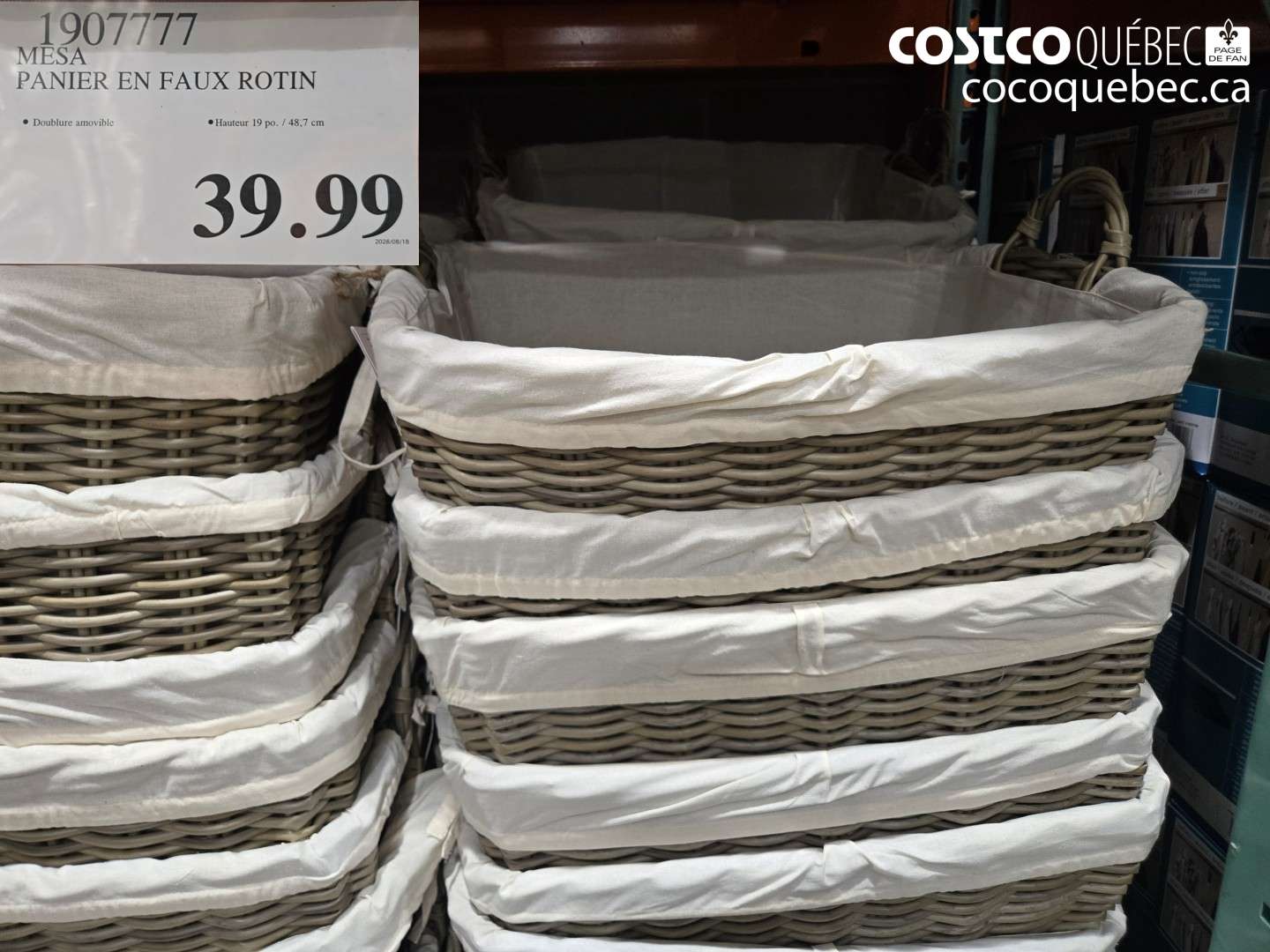 1907777 MESA PANIER EN FAUX ROTIN $39.99