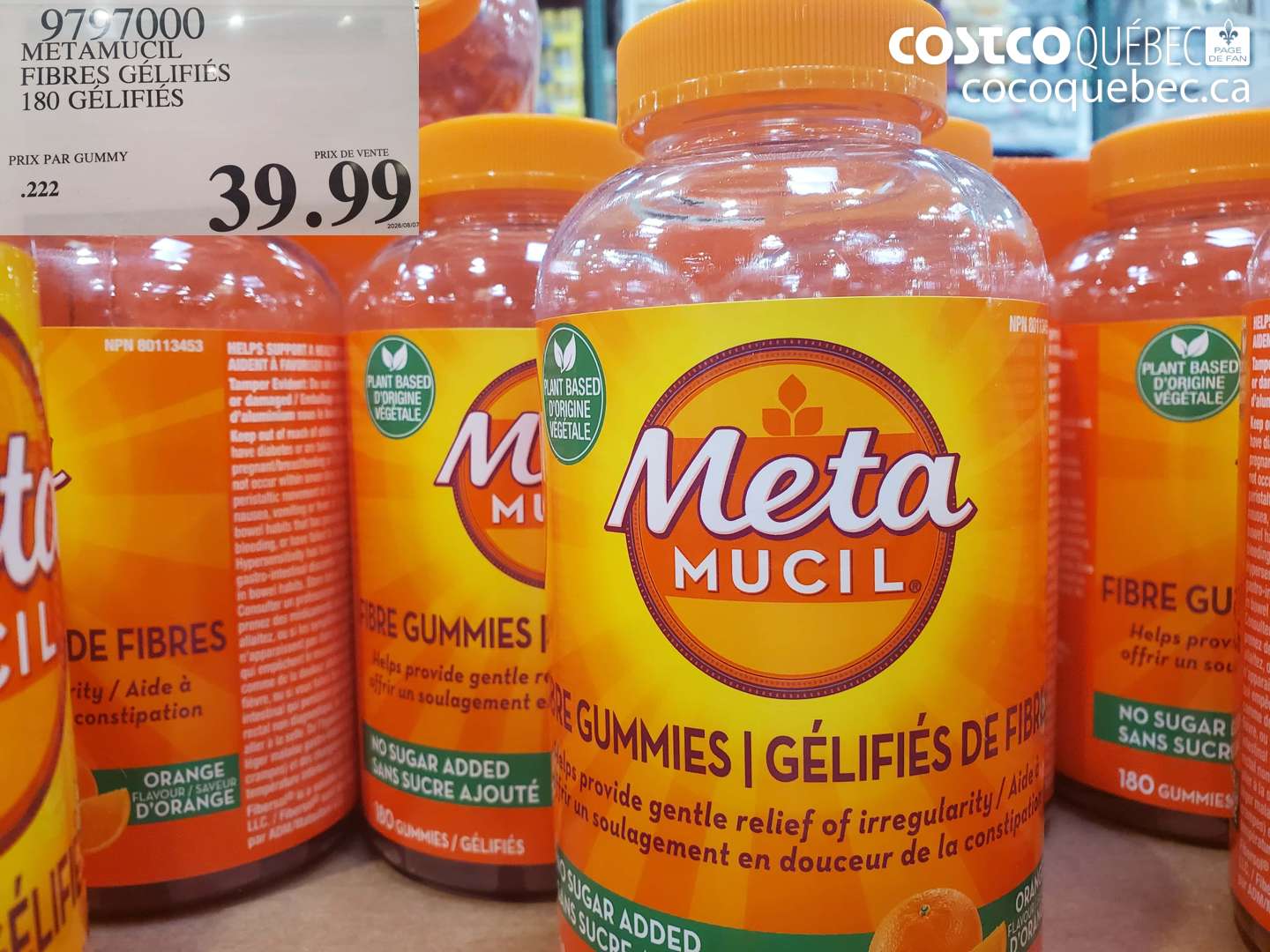 9797000 METAMUCIL FIBRES GÉLIFIÉS 180 GÉLIFIÉS $39.99