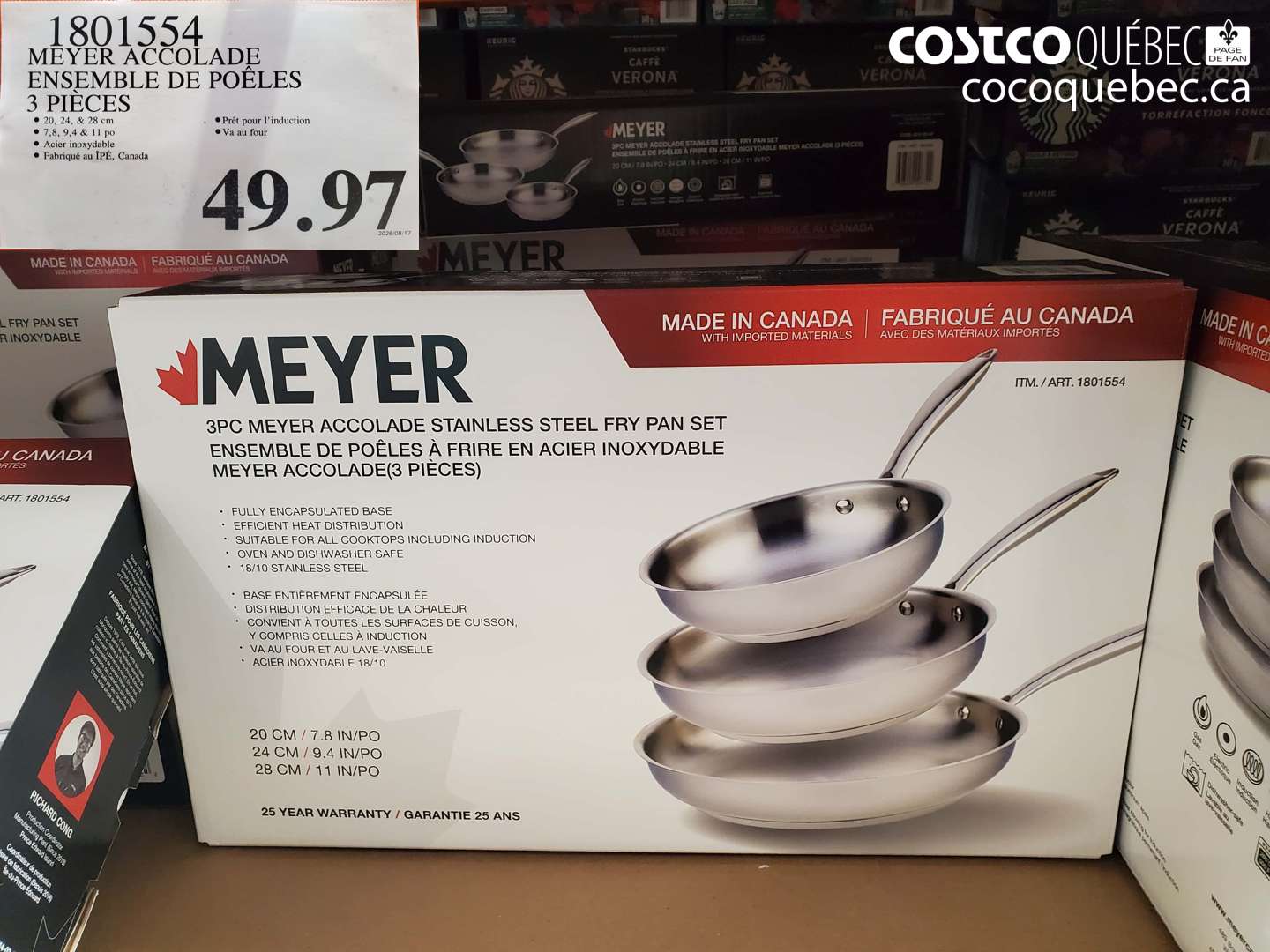 1801554 MEYER ACCOLADE ENSEMBLE DE POÊLES 3 PIÈCES $49.97