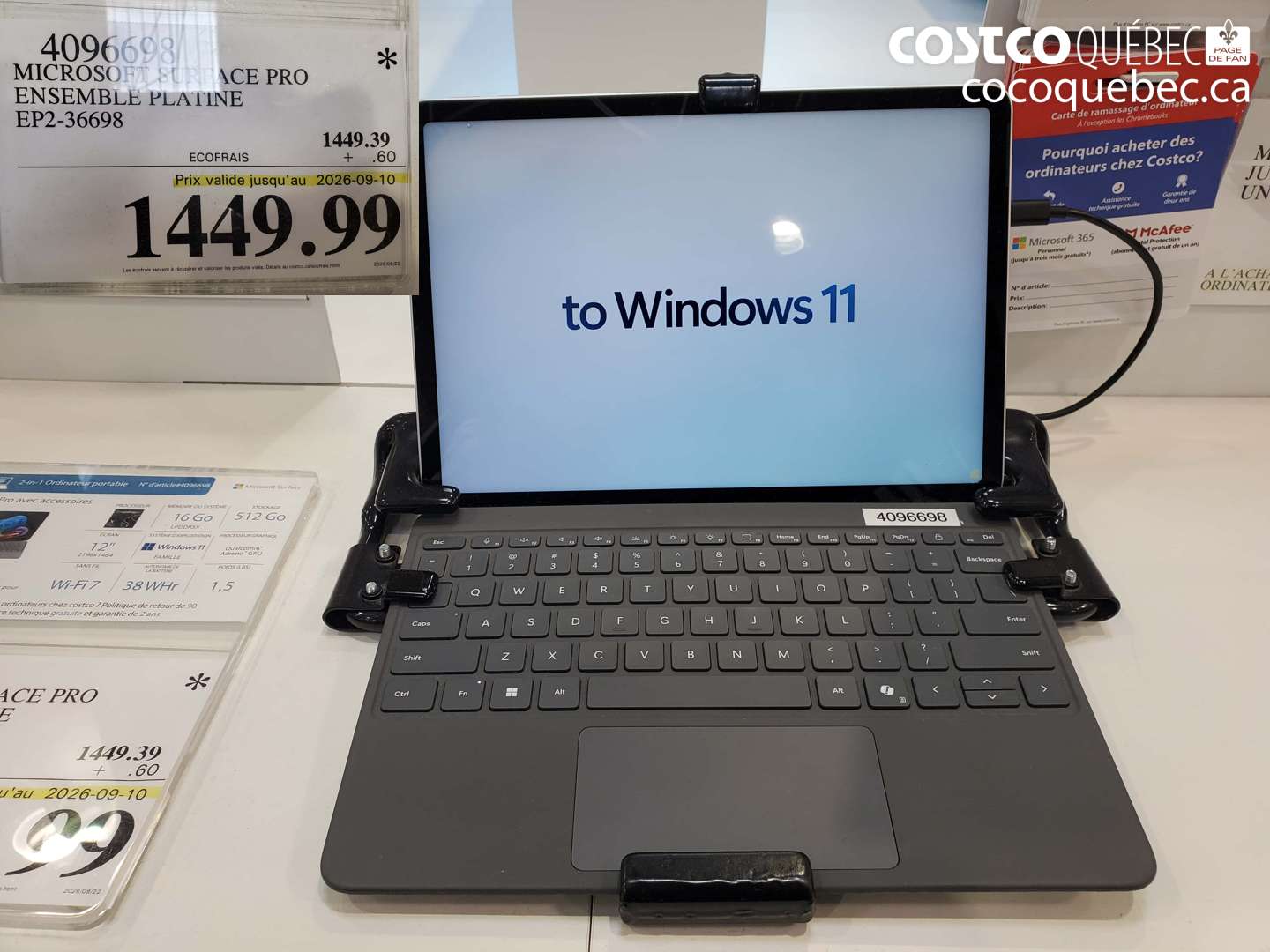 4096698 MICROSOFT SURFACE PRO ENSEMBLE PLATINE EP2-36698 (EXPIRES ON 2026-09-10) $1449.99