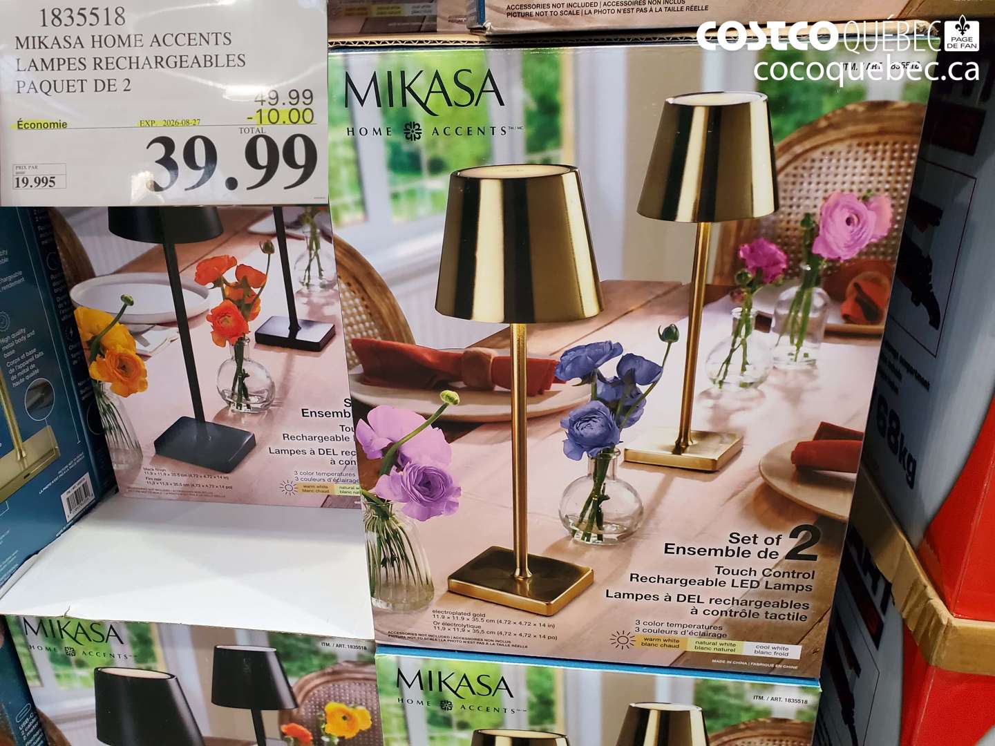 1835518 MIKASA HOME ACCENTS LAMPES RECHARGEABLES PAQUET DE 2 ($10.00 INSTANT SAVINGS EXPIRES ON 2026-08-27) $39.99