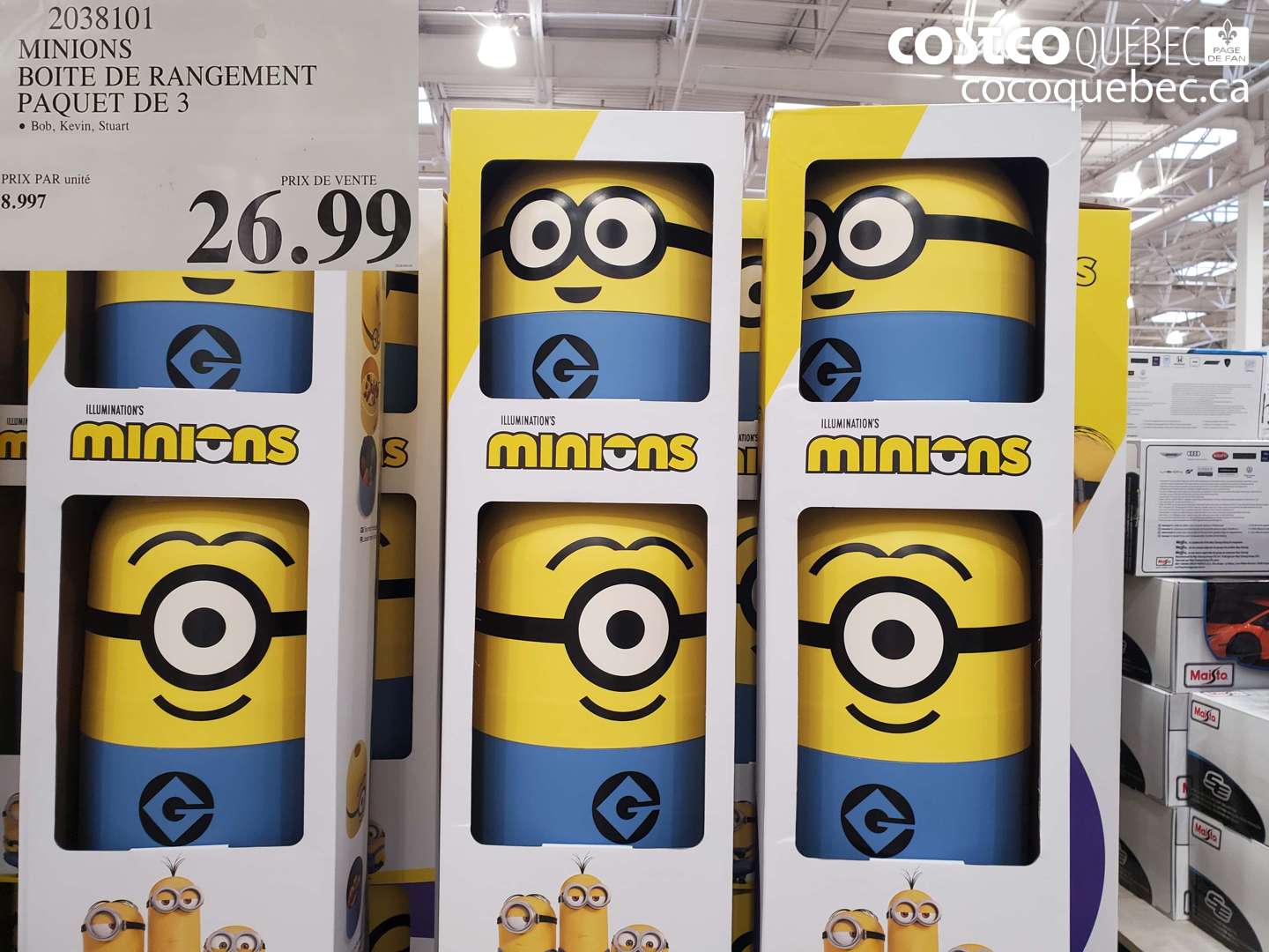 2038101 MINIONS BOITE DE RANGEMENT PAQUET DE 3 $26.99