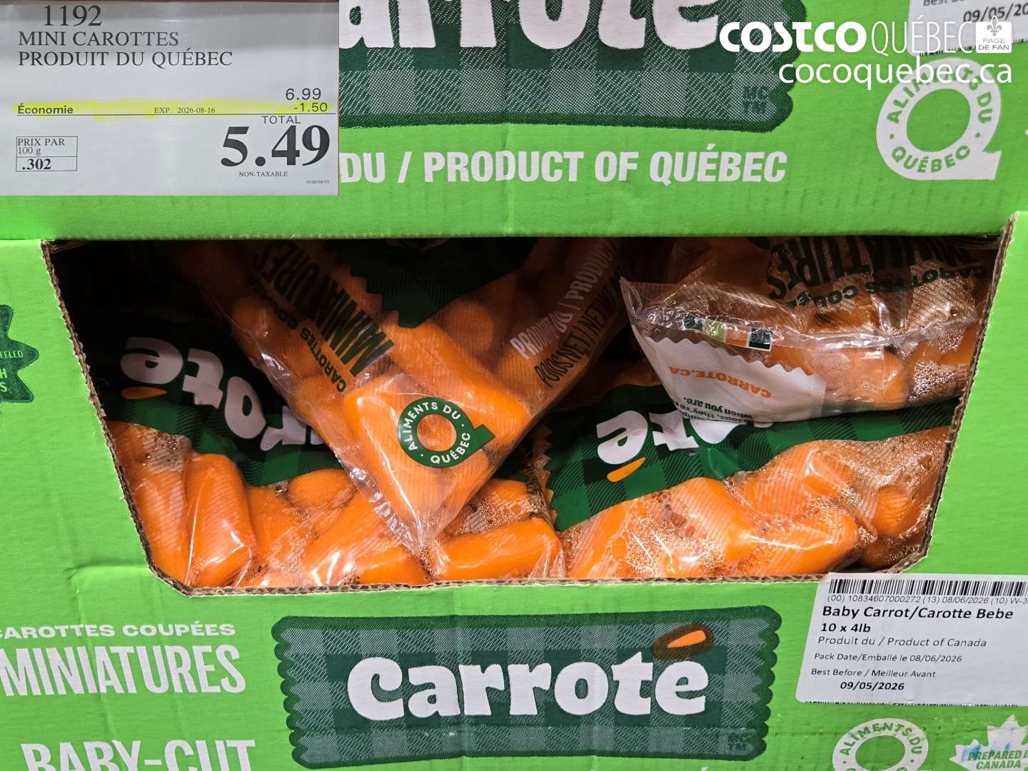 1192 MINI CAROTTES PRODUIT DU QUÉBEC ($1.50 INSTANT SAVINGS EXPIRES ON 2026-08-16) $5.49