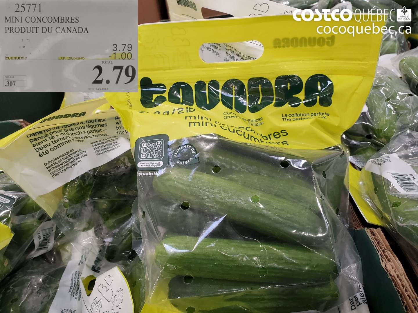 25771 MINI CONCOMBRES PRODUIT DU CANADA ($1.00 INSTANT SAVINGS EXPIRES ON 2026-08-05) $2.79