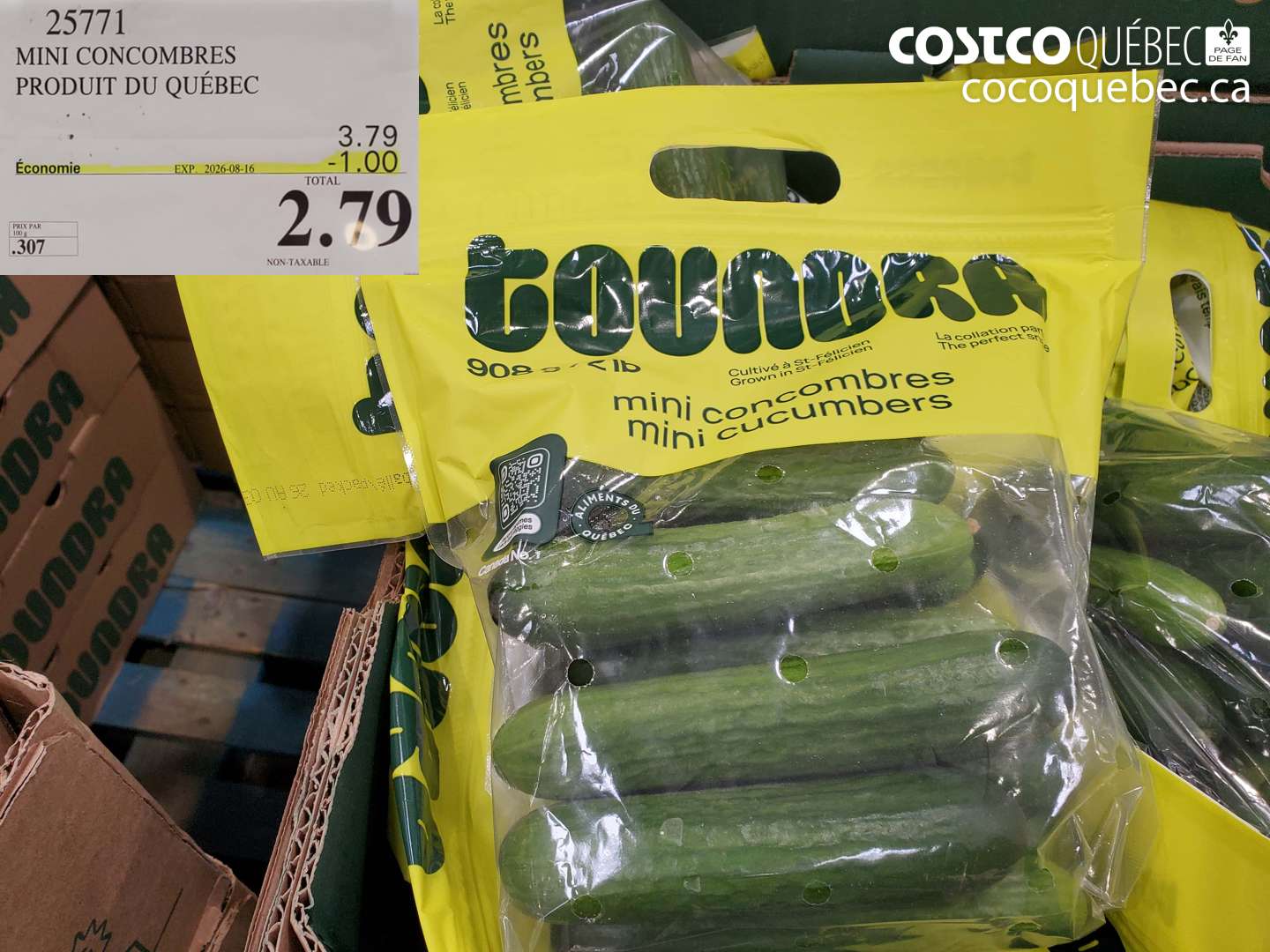 25771 MINI CONCOMBRES PRODUIT DU QUÉBEC ($1.00 INSTANT SAVINGS EXPIRES ON 2026-08-16) $2.79