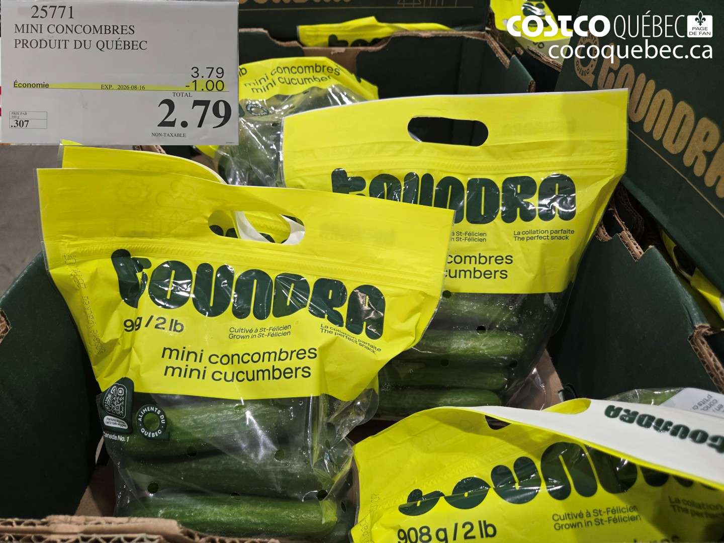 25771 MINI CONCOMBRES PRODUIT DU QUÉBEC ($1.00 INSTANT SAVINGS EXPIRES ON 2026-08-16) $2.79