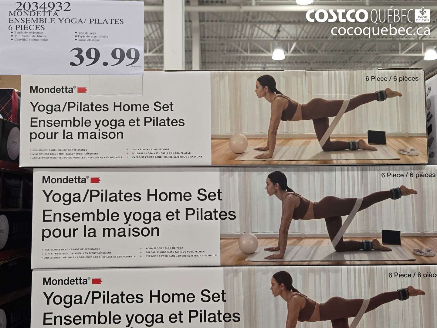 2034932 MONDETTA ENSEMBLE YOGA/ PILATES 6 PIÈCES $39.99