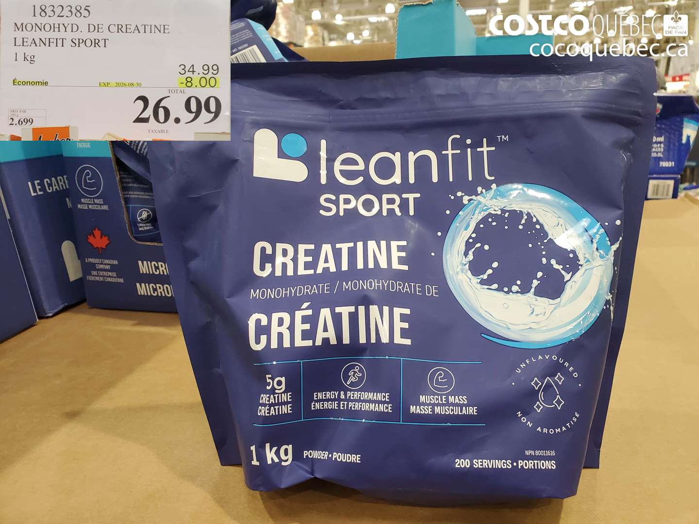 1832385 MONOHYD. DE CREATINE LEANFIT SPORT 1 KG ($8.00 INSTANT SAVINGS EXPIRES ON 2026-08-30) $26.99