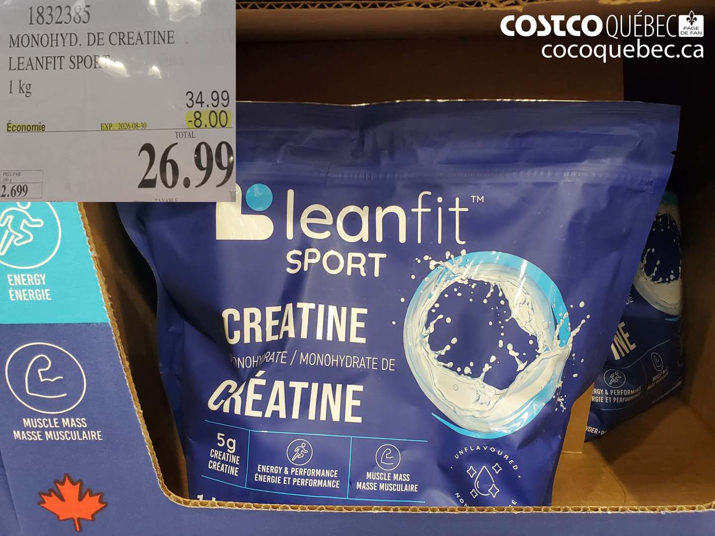 1832385 MONOHYD. DE CREATINE LEANFIT SPORT ($8.00 INSTANT SAVINGS EXPIRES ON 2026-08-30) $26.99