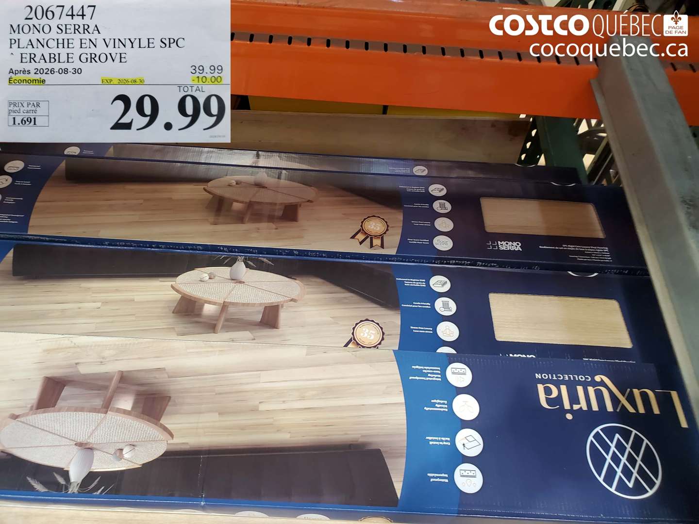 2067447 MONO SERRA PLANCHE EN VINYLE SPC ÉRABLE GROVE ($10.00 INSTANT SAVINGS EXPIRES ON 2026-08-30) $29.99