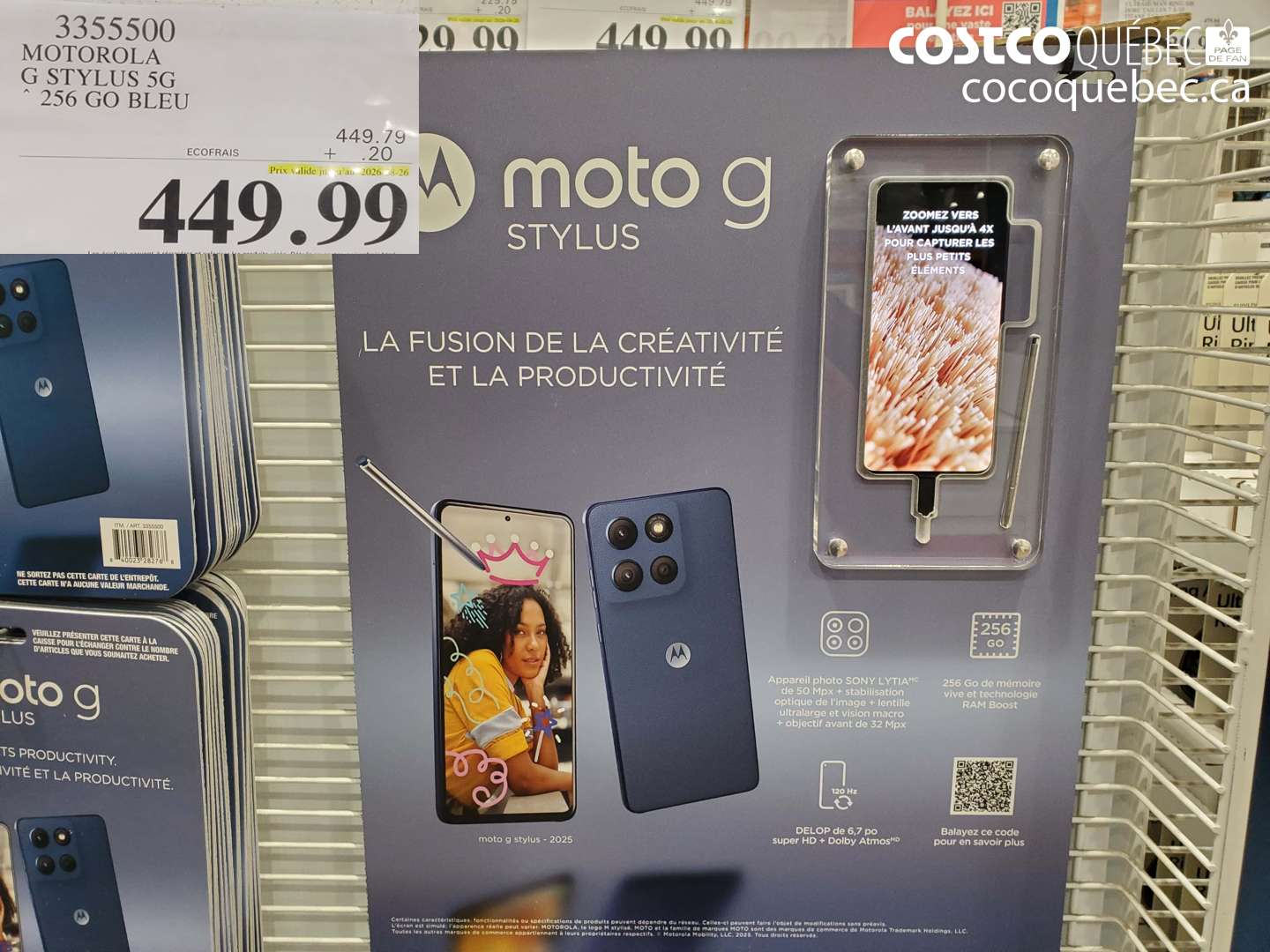 3355500 MOTOROLA G STYLUS 5G 256 GO BLEU (EXPIRES ON 2026-08-26) $449.99