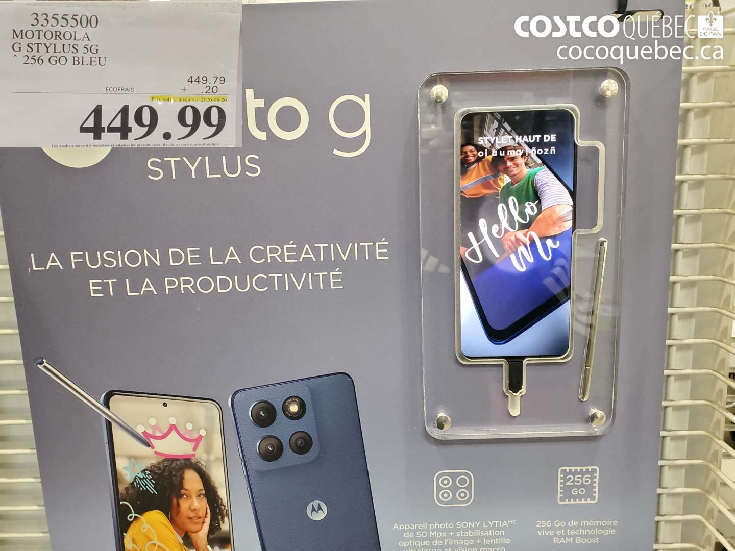 3355500 MOTOROLA G STYLUS 5G 256 GO BLEU (EXPIRES ON 2026-08-26) $449.99