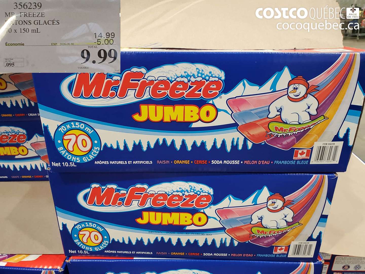 356239 MR FREEZE BATONS GLACÉS ($5.00 INSTANT SAVINGS EXPIRES ON 2026-08-30) $9.99