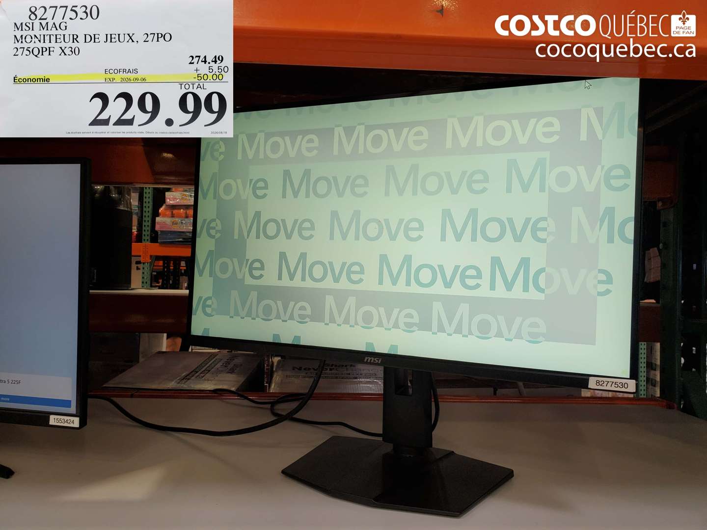 8277530 MSI MAG MONITEUR DE JEUX, 27PO 275QPF X30 ($50.00 INSTANT SAVINGS EXPIRES ON 2026-09-06) $229.99