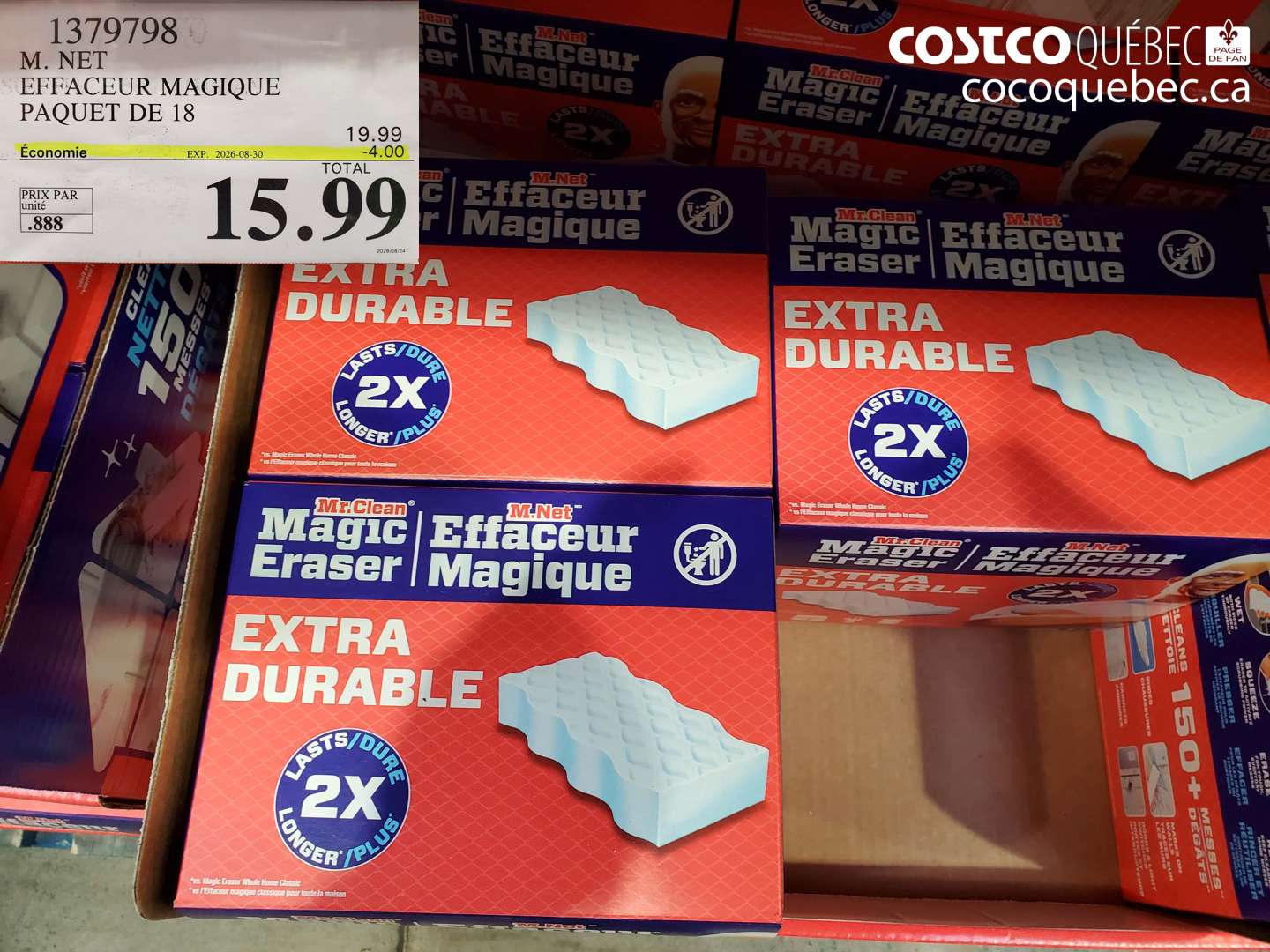 1379798 M. NET EFFACEUR MAGIQUE PAQUET DE 18 ($4.00 INSTANT SAVINGS EXPIRES ON 2026-08-30) $15.99